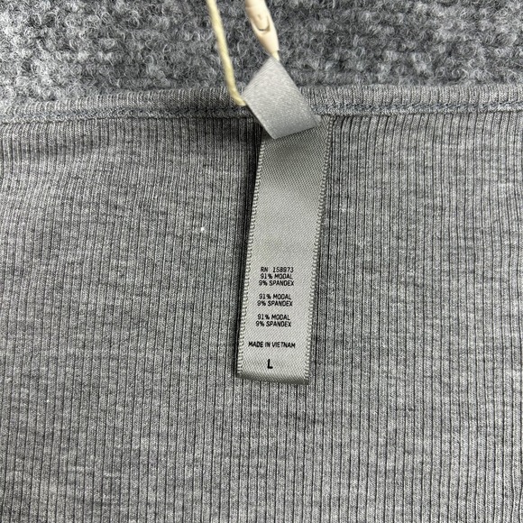 Skims Dress Womens Large Heather Gray Soft Lounge Ribbed Long Sleeve Maxi - Picture 5 of 6